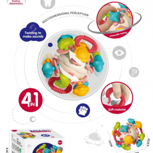 Silicone Space Ball Baby Teether - Sensory Toys for Boys and Girls, Newborn & Infant Rattle Toys, Montessori Learning Developmental Toddler Toys Suitable for Babies 6+ Months