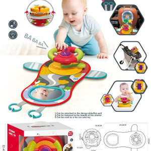 Travel Baby Toys, Interactive Dashboard Steering Wheel Pretend Play Driving Toy, Rear Car Seat Toys with Mirror 2-in-1 Baby Stroller Toy.