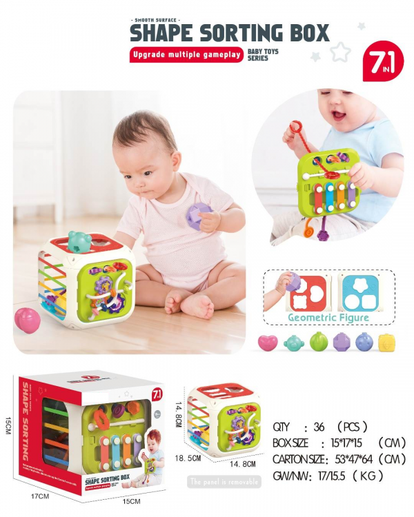 Sensory Educational 7 in 1 Color Cognition Rainbow Blocks Colorful Stacking Baby Montessori Toys 0-12 Months For Babies