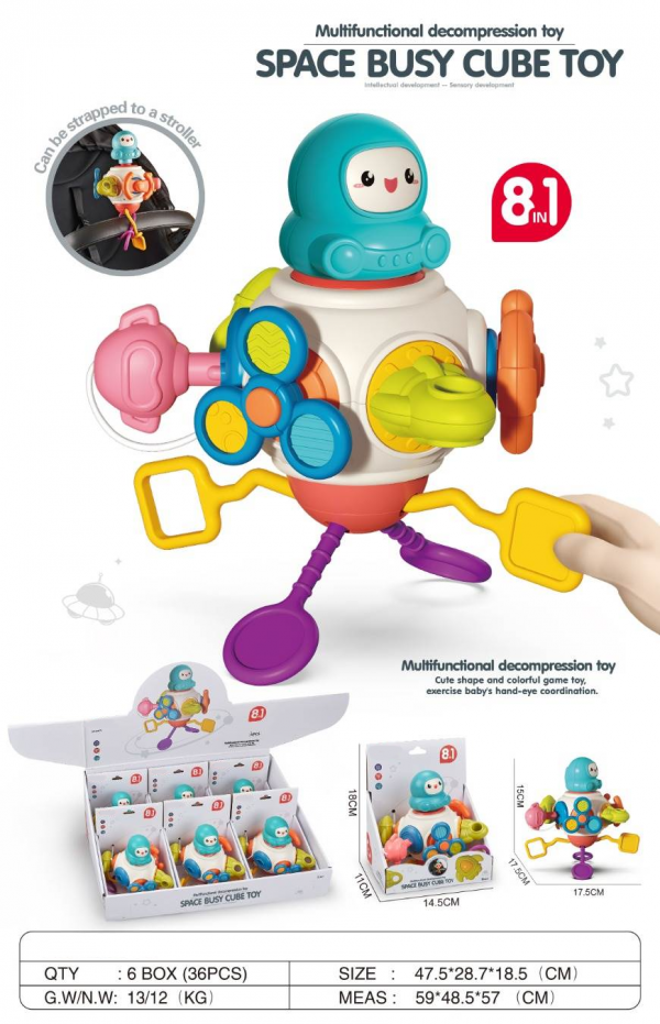 Montessori Busy Cube Sensory Toys for Toddlers 1-3,Learning Stocking Stuffers Educational Busy Activity Cube,Plane Car Travel Toys,First Birthday Gifts for Children 12 Month+ Boys Girls