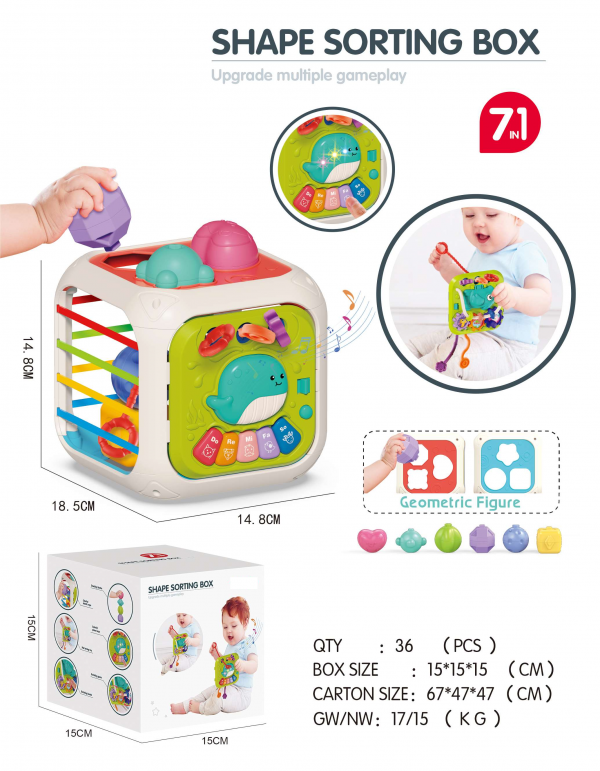 Child Puzzle Education Interactive Baby Toys 7 In One Shape Storing Box Toys Geometry Figure Musical Instruments Toys For Kids