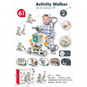 6 in 1 Baby Walker, Sit-to-Stand Learning Walker Kids Push Walkers Assemble as Cart/Scooter/Motorbike/Activity Center, Walking Toys for Infants 6-12 Months Baby Toy Birthday Gift (6-in-1 Blue)