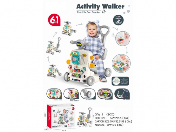 6 in 1 Baby Walker, Sit-to-Stand Learning Walker Kids Push Walkers Assemble as Cart/Scooter/Motorbike/Activity Center, Walking Toys for Infants 6-12 Months Baby Toy Birthday Gift (6-in-1 Blue)