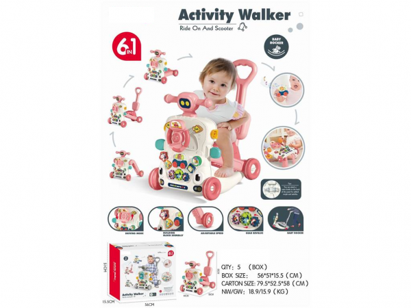 Infant rocker early education multifunctional adjustable musical 6 in 1 baby activity walker for toddlers