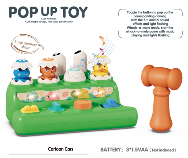 Baby Pop Up Toys for Boy Girl Light Musical Toys 6 12 18 Months Cause and Effect Toys for Toddlers Animal Easter Egg Hammer Toys