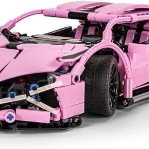 Pink Sports Car Building Blocks Set Toy, Collectible MOC Car Model, Building Blocks for Adults and Kids