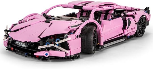 Pink Sports Car Building Blocks Set Toy, Collectible MOC Car Model, Building Blocks for Adults and Kids