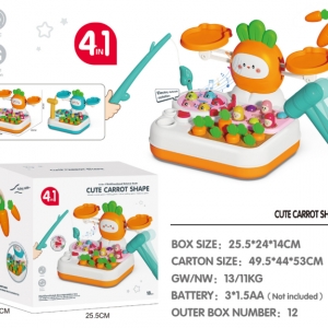 ADORABLE CARROTS INTERACTIVE TOY POUNDER FISHING COLLECTING CARROTS 4IN1