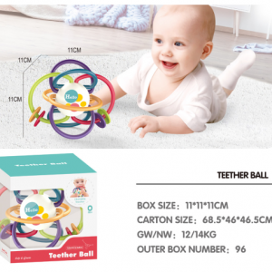 Baby Bite Teether Rattle Ball Safe Heat Resistance Colorful Fun