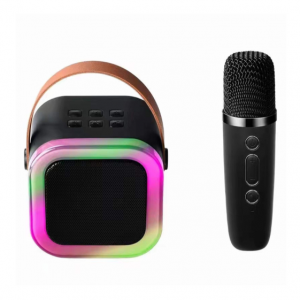 Wireless BT Portable Mini Karaoke Speaker With Wireless Mic RGB LED Colorful Light Hifi Music Outdoor Party Speaker Active