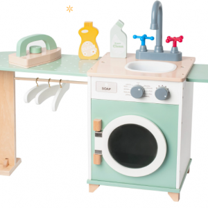 Children Washing Machine Role Pretend Toys for Kids Simulation Laundry Machine Early Educational Role Play Wooden Toy