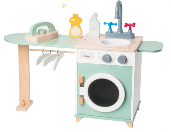 Children Washing Machine Role Pretend Toys for Kids Simulation Laundry Machine Early Educational Role Play Wooden Toy