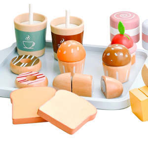 Breakfast Toy Set,Wooden Food Toys Play Food Sets for Kids Kitchen, Wooden Play Food,Pretend Food Toy Food Set,Breakfast Toy Set,Non-Toxic Breakfast Wooden Play Set Birthday
