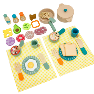 Wooden Toy Plates and Dishes for Kitchen Set
