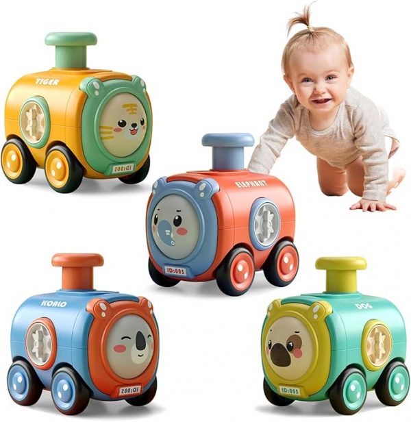 Animal Toy Cars for Toddlers 1-3, Press and Go Racing Cars,Whistle Vehicles Car Set, Baby Toy Cars for 1 Year Old Boys Girls, Gift Toy for 6-12-18 Months