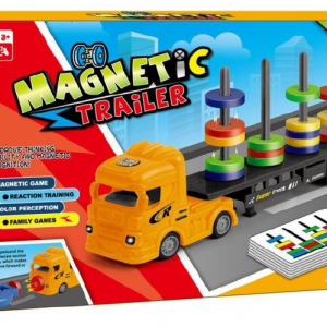 Educational toy magnetic trailer truck stacking tower match color cognitive orientation toys magnetic game for child with cards