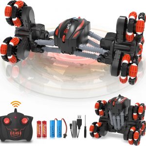 Remote Control Car, RC Transform Stunt Car 360° Flips Rotating, Drift, 90° Upright Driving RC Stunt Car with Headlight All Terrain Toys for Ages 5-12 Kids Boys Girls Toy Gifts