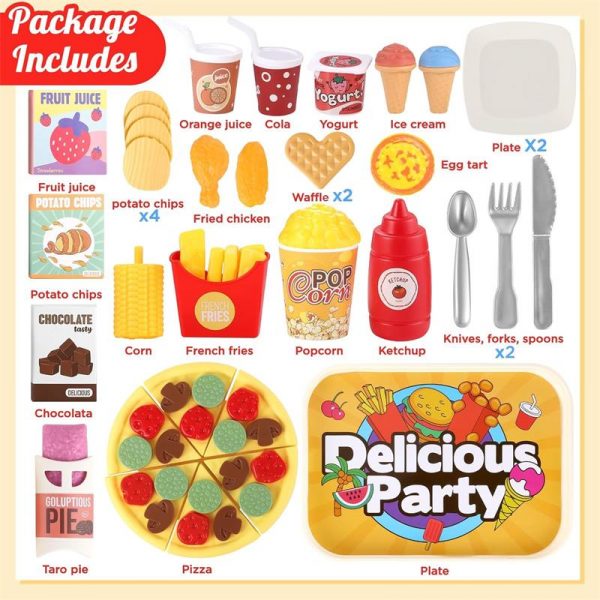 Picnic Toy Set for Kids Picnic Toddler Toys Fake Food Pretend Toys - Image 7