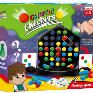 Colorful Checkers Strategy Game Board For Kids