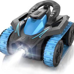 RC Tank, Remote Control Tracked Stunt Car, 360-degree Upright Rotating, RC Crawler Driving with LED Lights, 4WD All Terrain Car Toys Birthday Xmax Gift for Kids Boys Girls