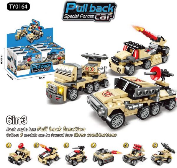 Building Blocks Pull Back Cars 6pcs Set