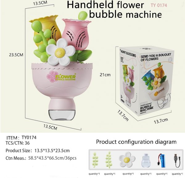 Handheld flower bubble machine
