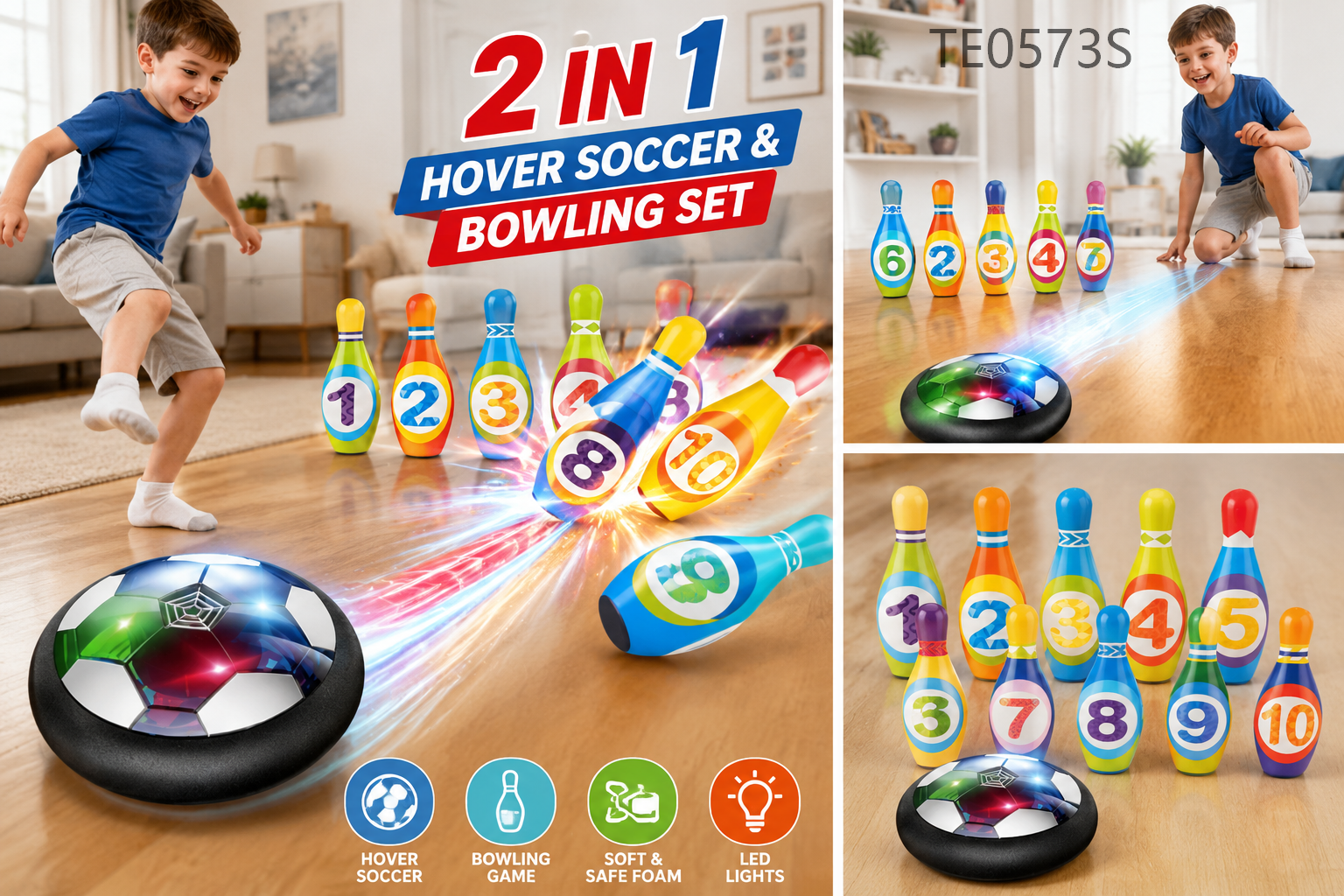 2-in-1 Hover Soccer & Bowling Set