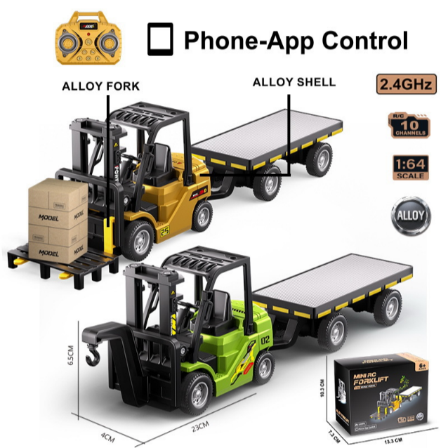 1:64 Mini RC Forklift / Crane Toy - Image 4