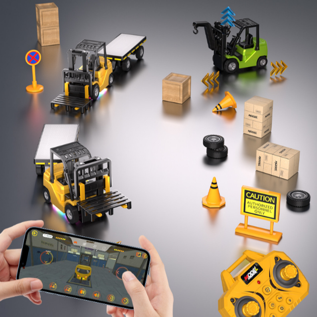 1:64 Mini RC Forklift / Crane Toy - Image 3